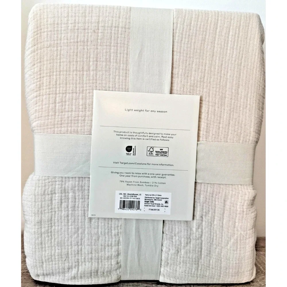 Casaluna Full/Queen Size Rayon Bamboo Blissfull Doublecloth Reversible Blanket - Picture 4 of 7